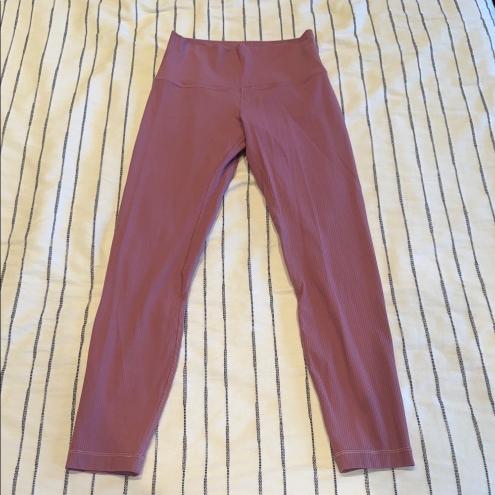 Lululemon Athletica Velvet Dust Pink Ribbed Workout Leggings - Size 6